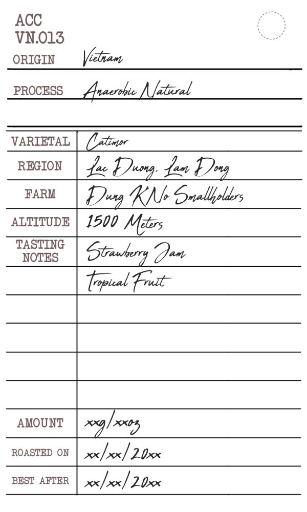 VN-13 Catalog Card Vietnam Natural Anaerobic