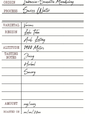 SWP Decaf - Indonesia - Sumatra Mandheling
