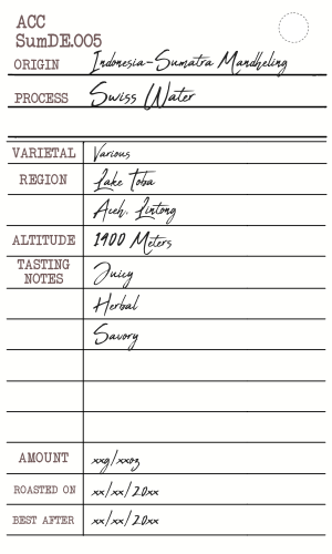 SWP Decaf - Indonesia - Sumatra Mandheling